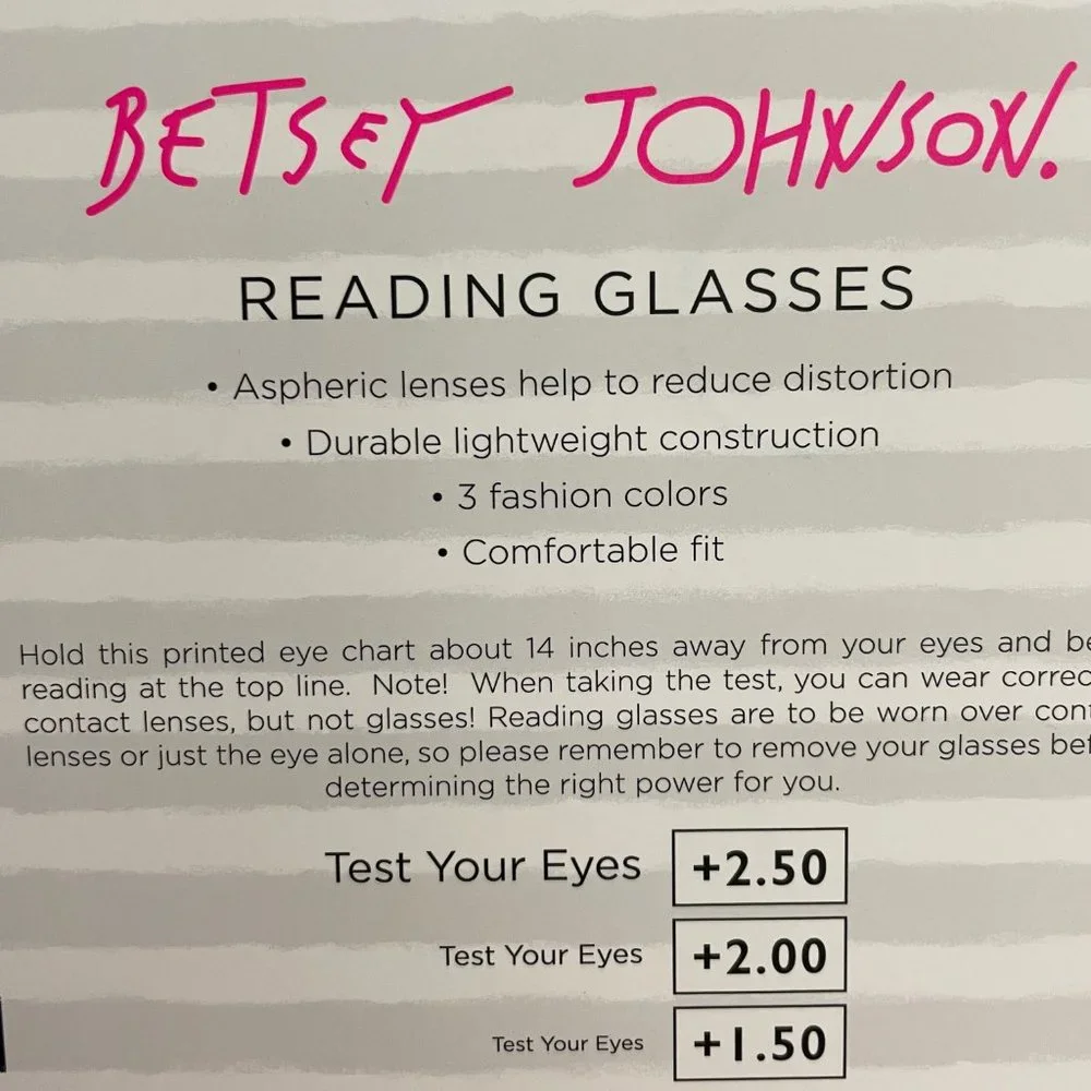 Betsey Johnson +2.00 Reading Glasses 3 Pair Pink